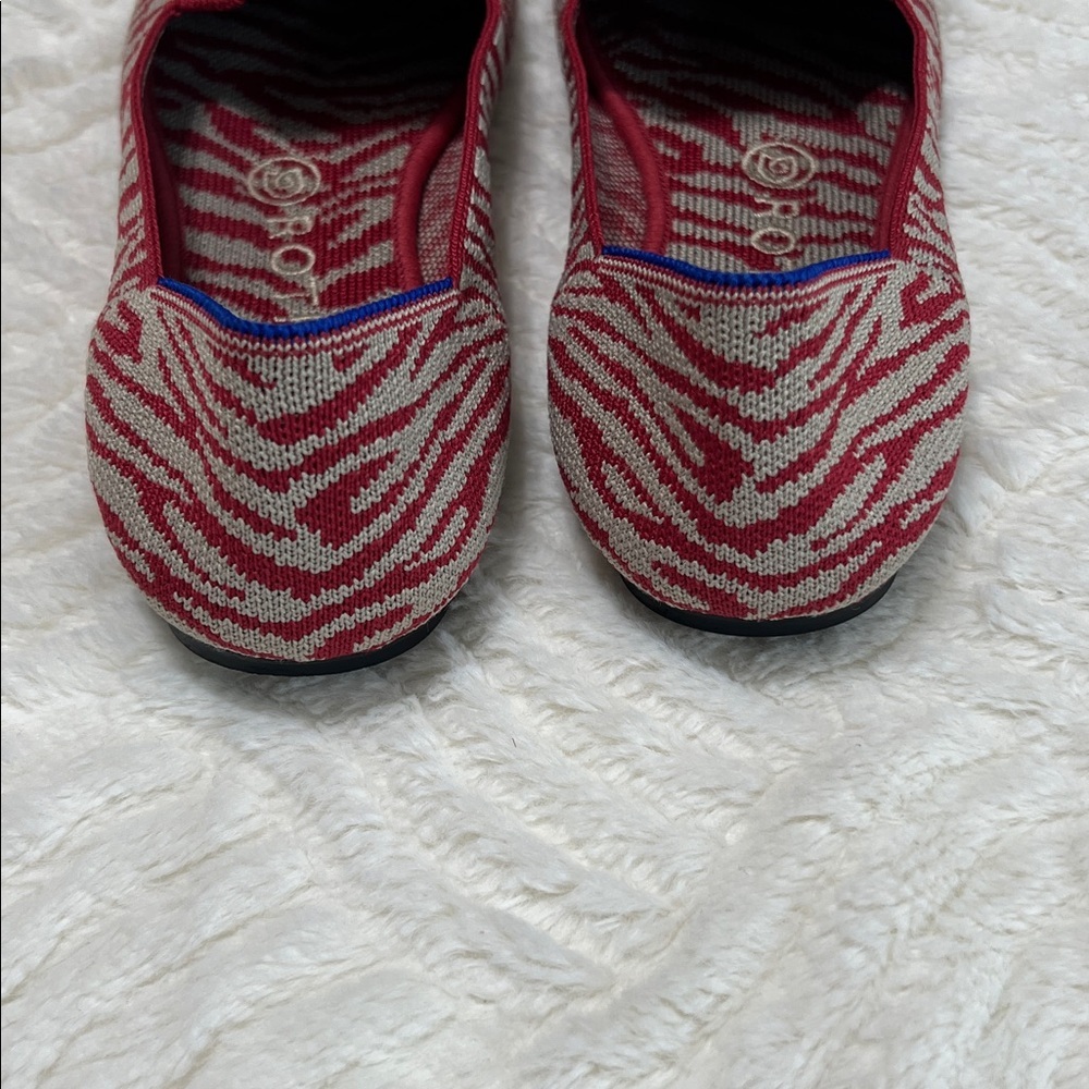 Rothy’s The Flat Red Zebra Print Knit Flats Women’s Size 9 EUC Washable - Picture 6 of 11